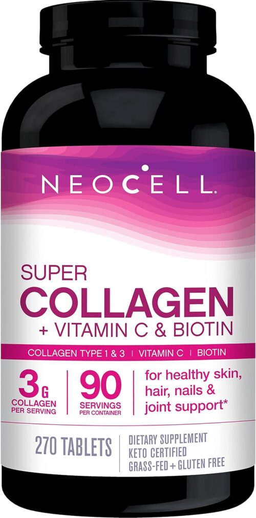 NeoCell Super Collagen With Vitamin C and Biotin, Skin, Hair and Nails Supplement, Includes Antioxidants, Tablet, 270 Count, 1 Bottle