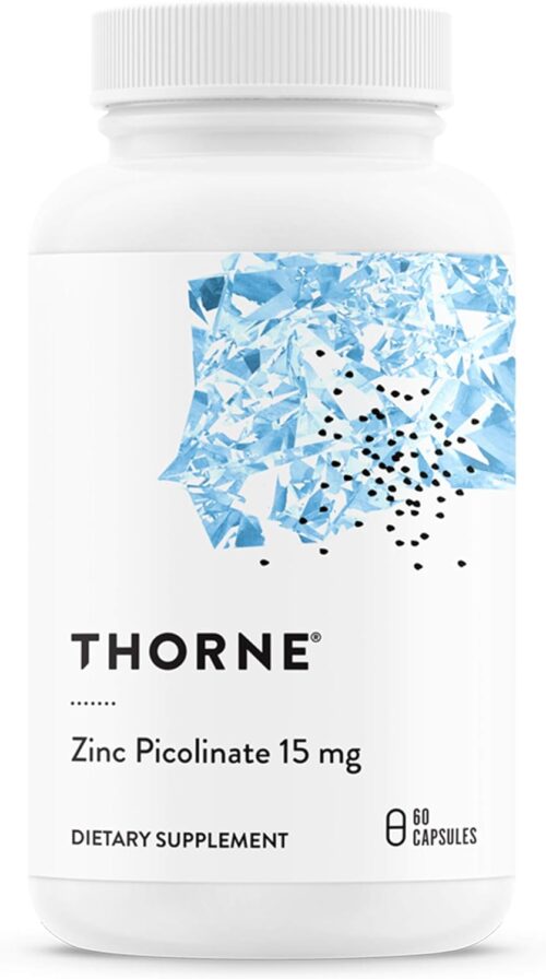 Thorne Zinc Picolinate 15mg – Highly Absorbable Zinc Supplement – Supports Wellness, Immune System, Eye, Skin, and Reproductive Health – Gluten-Free, Soy-Free, Dairy-Free – 60 Capsules