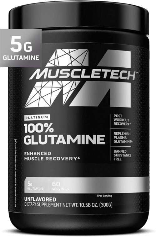Glutamine Powder | MuscleTech 100% Pure L Glutamine Powder | Post Workout Recovery Drink | L-Glutamine Powder for Men & Women | Muscle Recovery | Unflavored (60 Servings)