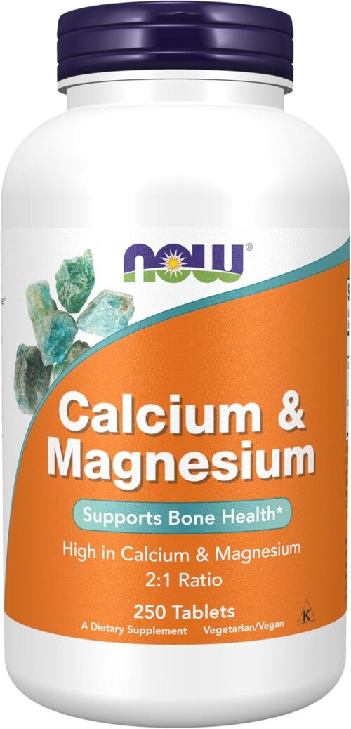 NOW Foods Supplements, Calcium & Magnesium 2:1 Ratio, High Potency, Supports Bone Health*, 250 Tablets