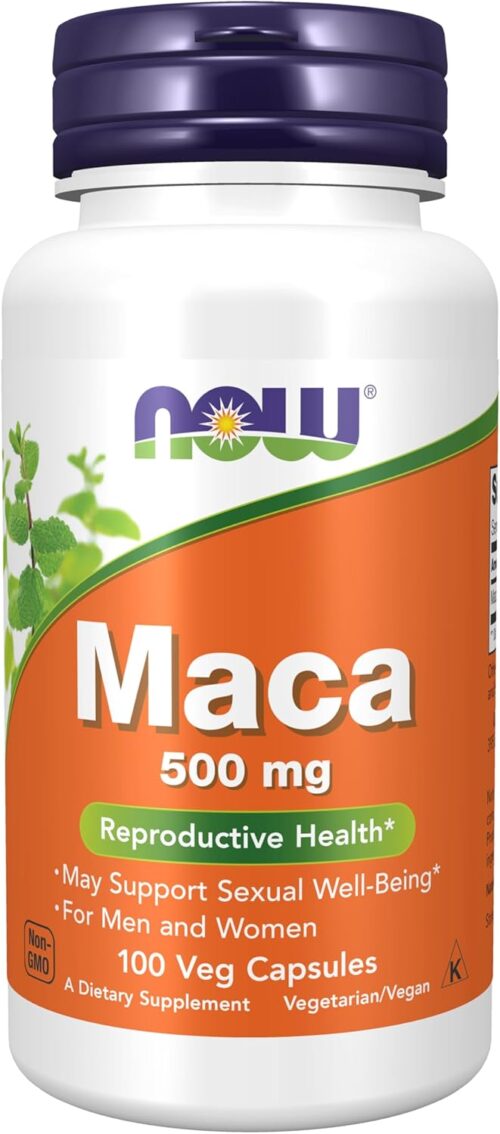 NOW Foods Supplements, Maca (Lepidium meyenii) 500 mg, For Men and Women, Reproductive Health*, 100 Veg Capsules