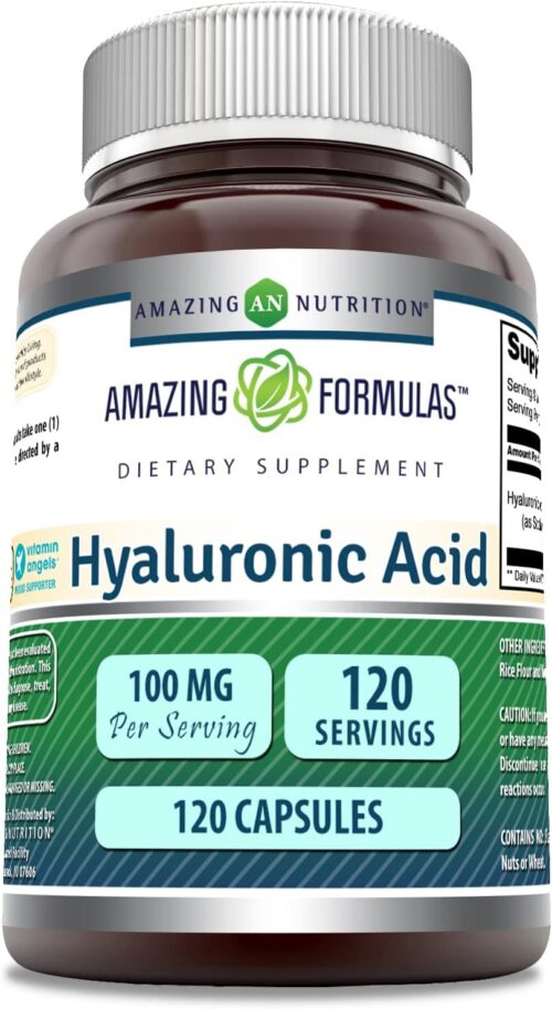 Amazing Formulas Hyaluronic Acid 100 Mg Capsules Supplement | Non-GMO | Gluten Free | Made in USA (1 Pack, 120 Count)