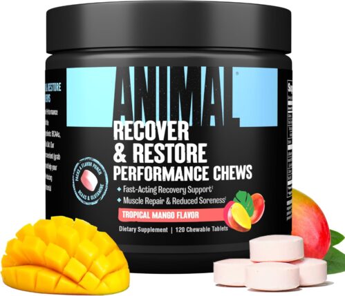 Animal Recovery Chews, Fast Acting Recovery with BCAA, Taurine and Glutamine for Muscle Repair and Hydration – Convenient and Delicious Chews Format