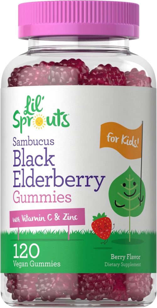 Carlyle Elderberry Gummies for Kids | 120 Count | Zinc and Vitamin C | Berry Flavor | Vegan, Non-GMO, and Gluten Free | by Lil’ Sprouts