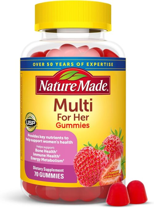 Nature Made Multivitamin For Her, Womens Multivitamin for Daily Nutritional Support, Multivitamin for Women, 70 Gummies, 35 Day Supply