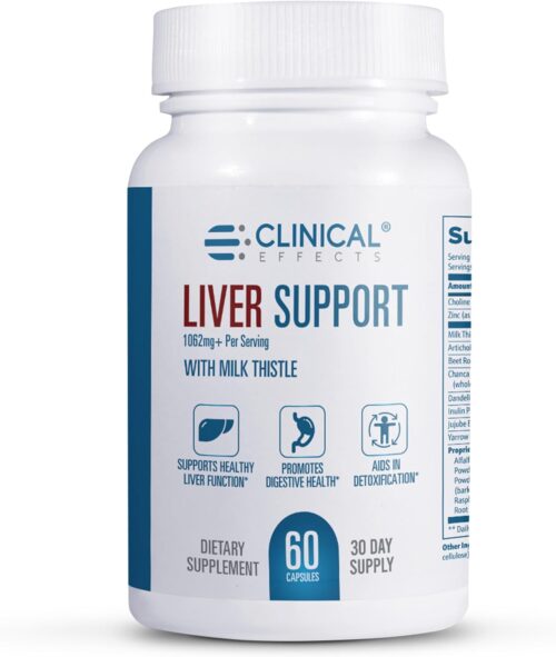 Clinical Effects: Liver Support – Natural Milk Thistle and Zinc Supplement – 60 Veggie Capsules – Helps Detox and Cleanse The Liver – Supports Liver Function and Digestive Health – Made in The USA