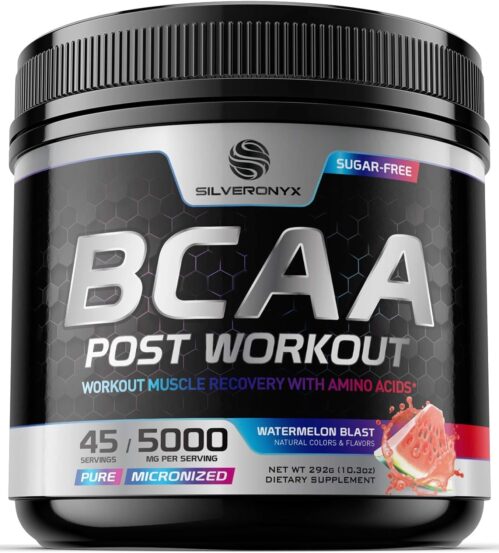 Amino Muscle Recovery Powder with BCAAs – After Workout Recovery Drink for Women & Men – BCAA Branched Chain Amino Acids – Pre Workout Sport Energy Mix – Keto, Caffeine Free, Watermelon – 45 Servings