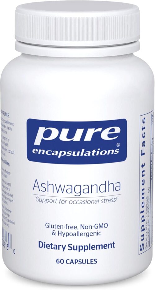 Pure Encapsulations Ashwagandha – 500 mg Ashwagandha Extract – Metabolism & Stress Support – Immune Support – GMO Free & Vegan – 60 Capsules