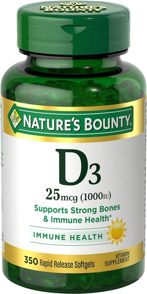 Nature’s Bounty Vitamin D3 1000 IU Softgels, Immune Support, Promotes Healthy Bones, 350 Ct