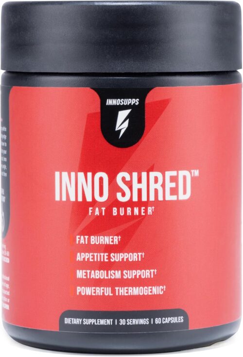 Inno Shred Fat Burner for Men and Women with 100mg Capsimax, Grains of Paradise, Organic Caffeine, Green Tea Extract, Appetite Suppressant, Weight Loss (60 Veggie Capsules) | (with Stimulant)