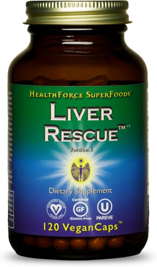 HealthForce SuperFoods Liver Rescue – Natural Liver Cleanse – with Milk Thistle & Dandelion Root – Gluten-Free & Vegan – 120 Capsules