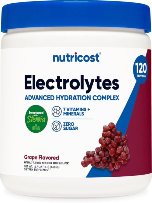Nutricost Electrolyte Complex Powder (120 Servings, Grape) – Hydration Supplement Drink Mix with Vitamins and Minerals