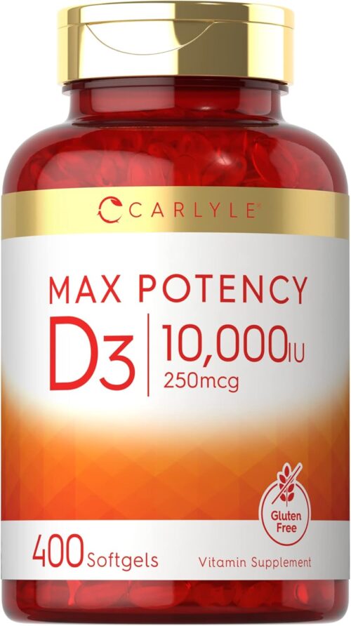 Carlyle Vitamin D3 10000 IU 400 Softgels | Value Size | Max Potency | Non-GMO, Gluten Free Supplement