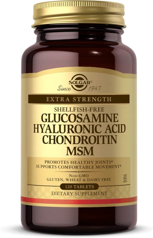 Solgar Glucosamine Hyaluronic Acid Chondroitin MSM, 120 Tablets – Supports Healthy Joints & Range of Motion & Flexibility – Extra Strength, Shellfish Free – Non-GMO, Gluten Free – 40 Servings