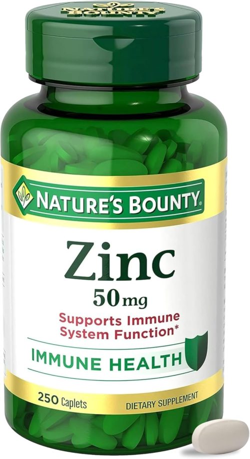 Nature’s Bounty Zinc 50mg, Immune Support & Antioxidant Supplement, Promotes Skin Health 250 Tablets