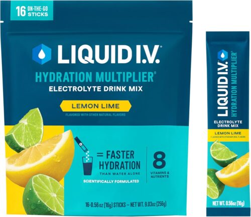 Liquid I.V.® Hydration Multiplier – Lemon Lime | Electrolyte Powder Drink Mix | 1 Pack (16 Servings)