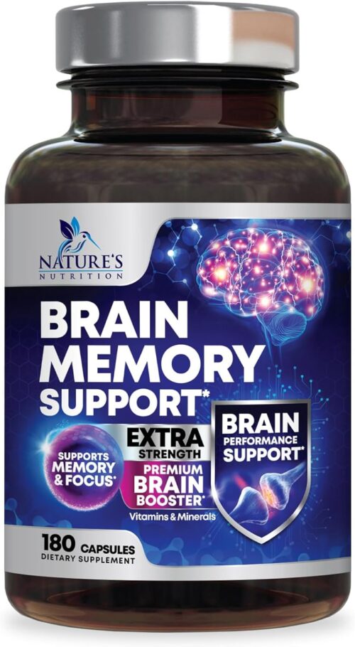 Brain Supplements for Memory and Focus – 40 Nootropics & Vitamins to Support Mental Alertness, Clarity & Concentration, Brain Health Cognitive Memory Pills, B6, B12, Phosphatidylserine – 180 Capsules