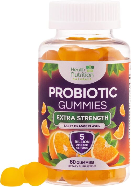Probiotic Gummies for Digestive Health – Daily Probiotics for Women & Men Gummy, 5 Billion CFU Probiotics Supplement, Probiotic Strains Supports Immune, Vaginal, & Gut Health, Non-GMO – 60 Gummies