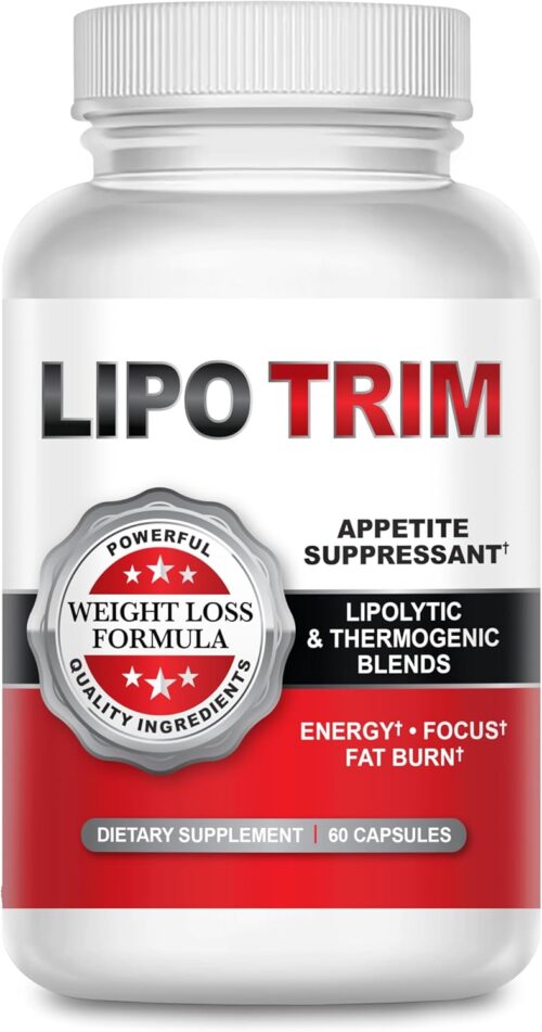 Lipo Trim- Advanced Lipogenic Thermogenic Diet Pills – Boost Energy, Enhance Focus, and Accelerate Fat Loss- 60 Fast Acting Appetite Suppressant Capsules