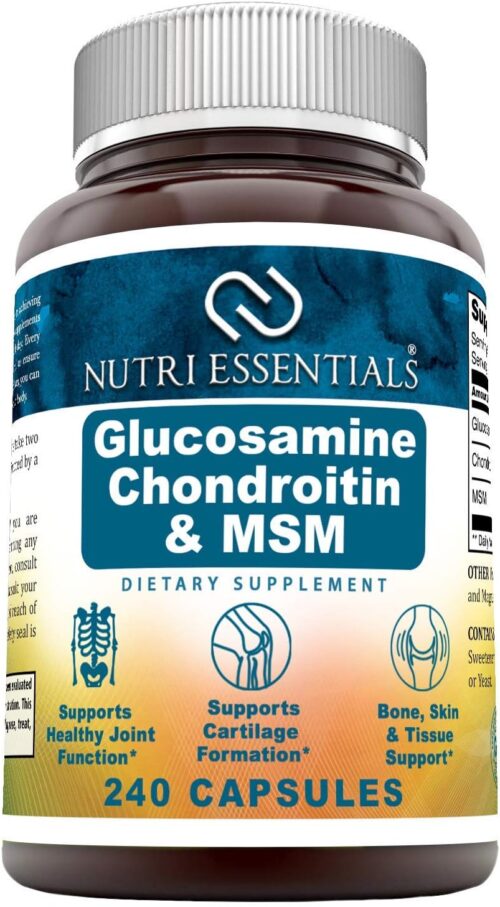 Glucosamine Chondroitin MSM 240 Capsules- Supports Healthy Joint, Cartilage and Connective Tissue – Promotes Joint Comfort & Flexibility (240 Capsules)
