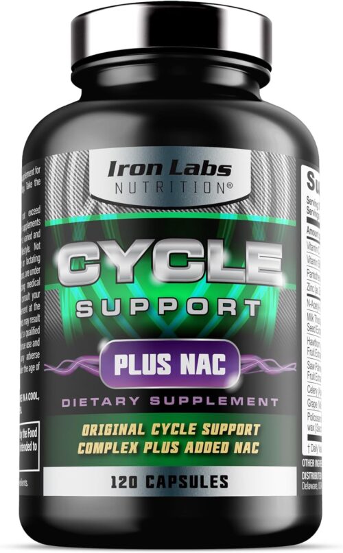 Iron Labs Nutrition: Cycle Support Plus NAC (N-Acetyl-L-Cysteine) – Kidney and Liver Support Supplement – On Cycle Support Supplements for Men – N Acetyl L Cysteine and Milk Thistle (120 Capsules)