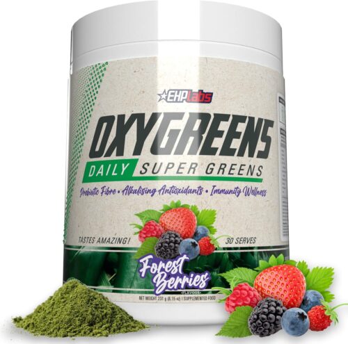 EHP Labs OxyGreens Super Greens Powder – Daily Greens Spirulina, Greens Superfood Powder & Greens Supplements Powder, Supergreens Antioxidants & Immunity Support, 30 Serves (Forest Berries)