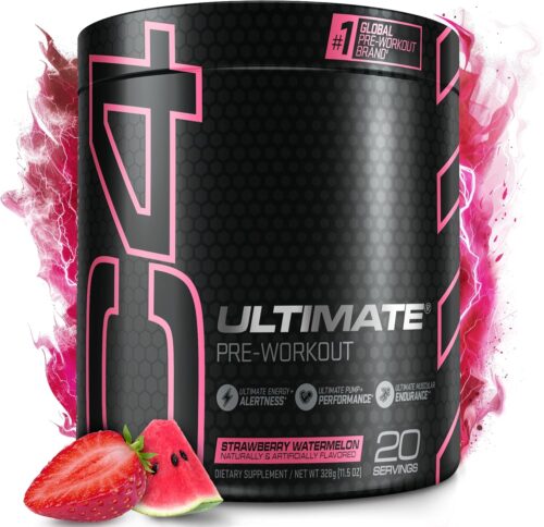 Cellucor C4 Ultimate Pre Workout Powder Watermelon – Sugar Free Preworkout Energy Supplement for Men & Women – 300mg Caffeine + 3.2g Beta Alanine + 2 Patented Creatines – 20 Servings