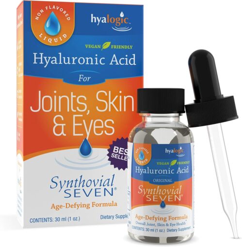 Hyalogic Synthovial Seven – Oral Hyaluronic Acid Supplement 1oz – Liquid HA Supports Skin, Joint, Eye, and Lip Hydration – Vegan, Gluten Free 1 Ounce
